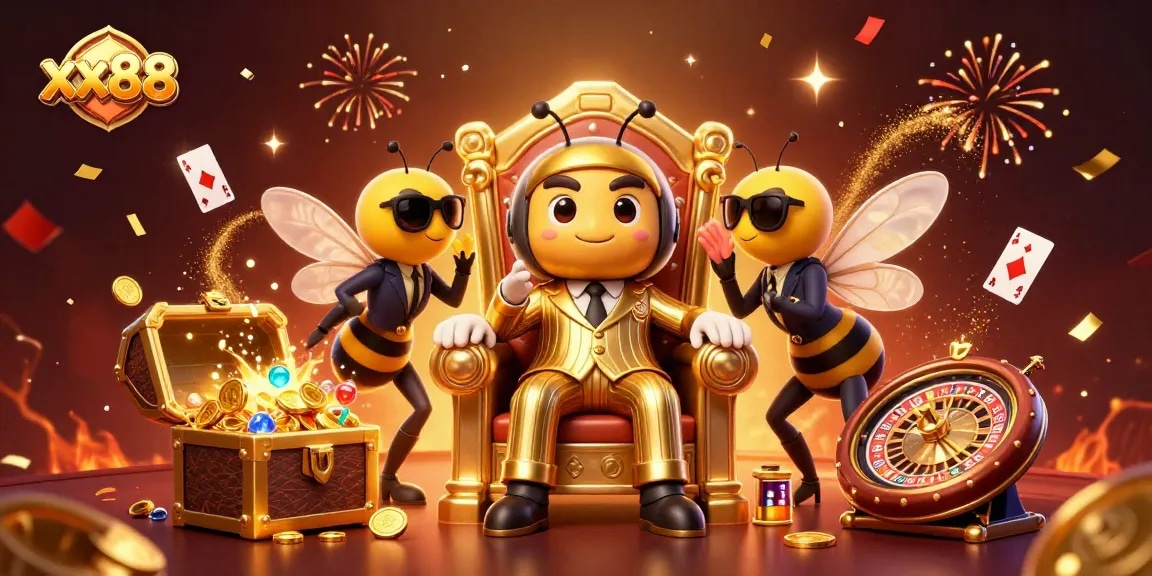 Experience the excitement of xx88 gaming with a vibrant, dynamic casino-themed bumblebee scene.