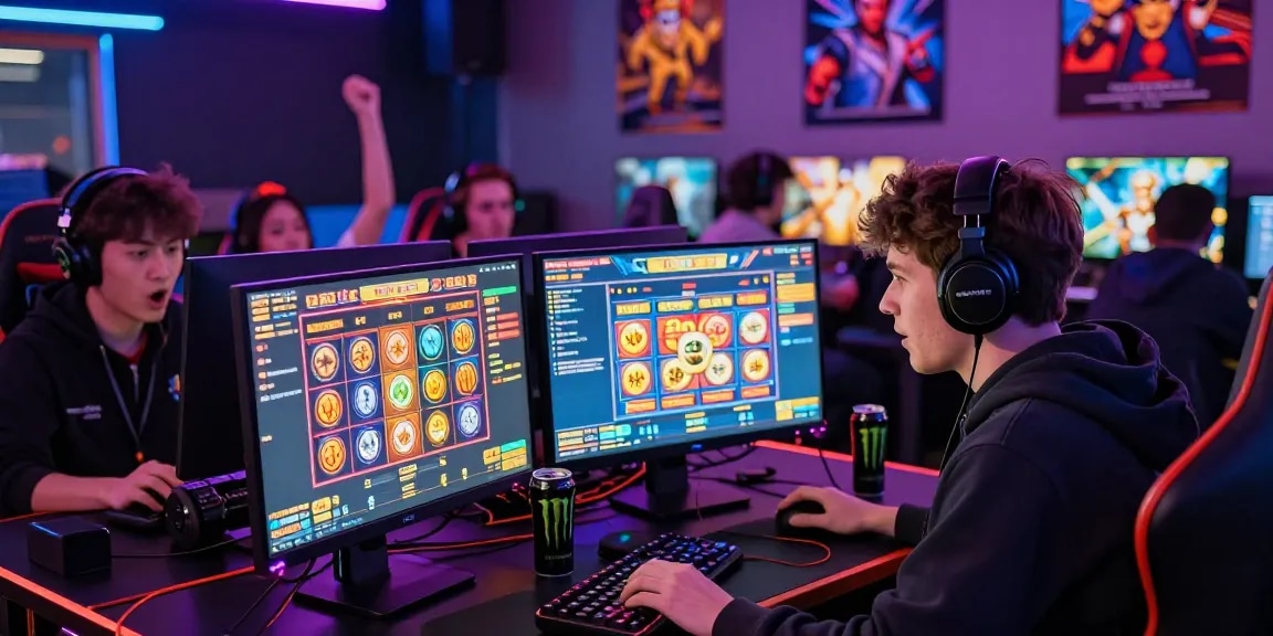 Engaged players using osaka88 login to spin virtual slots in a vibrant online gaming scene.