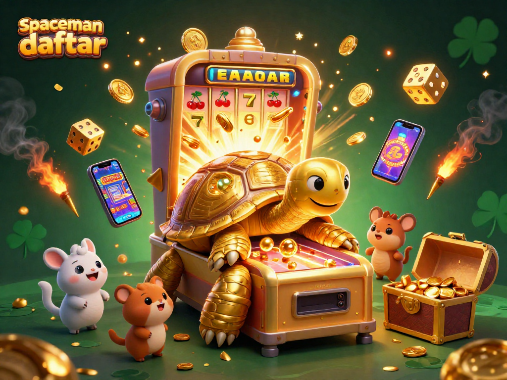 Spin the slots with spaceman daftar at a vibrant casino-themed illustration showcasing gameplay excitement.
