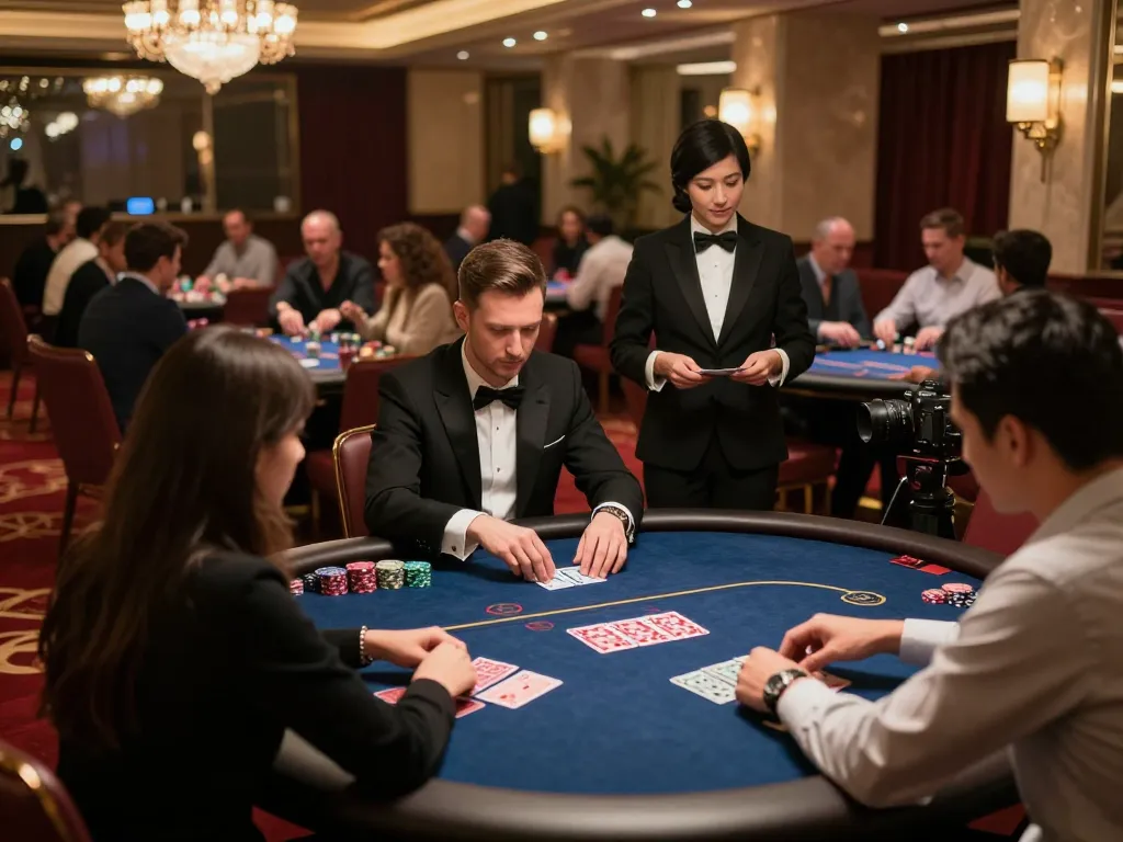 Players strategizing at a high-stakes poker table in a luxury setting at RR88.