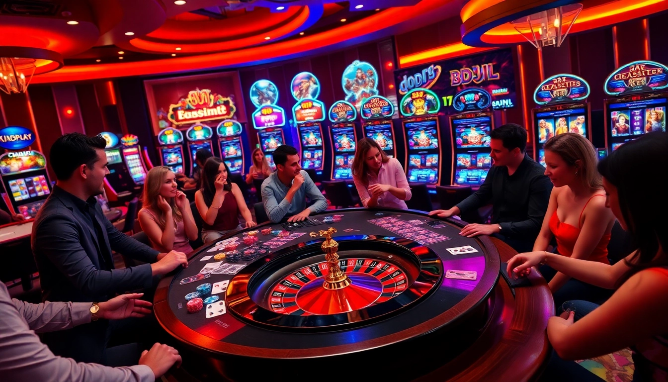 Players enjoying a thrilling BDJL casino experience at a vibrant gambling table