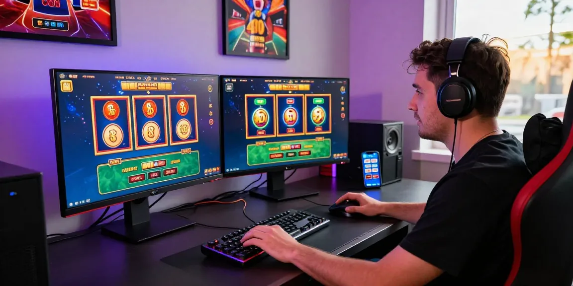 Engaging player at credit card casino gaming station, showcasing the excitement of https://aisa.org.uk gaming experience with vibrant visuals.