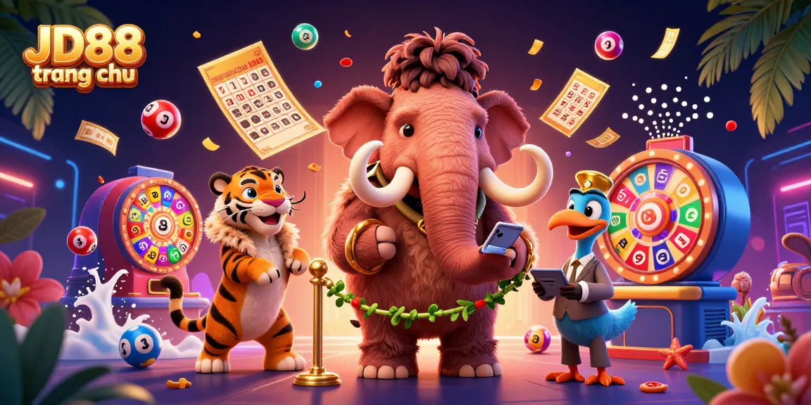 Engage with JD88 trang chu, where a woolly mammoth bouncer checks IDs at a lively casino entrance.