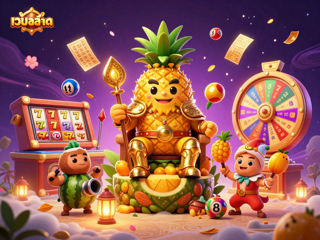 Experience thrilling เว็บสล็อต action with the golden pineapple king amidst vibrant casino games.