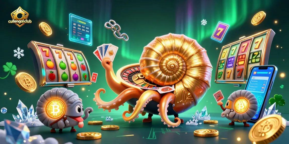 Spin and win at cullengolfclub's vibrant casino-themed illustration showcasing a giant nautilus and dynamic elements.