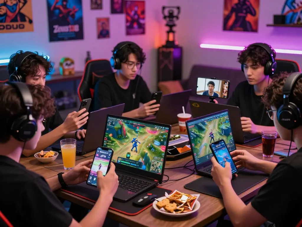 Players enjoying online gaming on Zeus138 with vibrant graphics and social interactions.