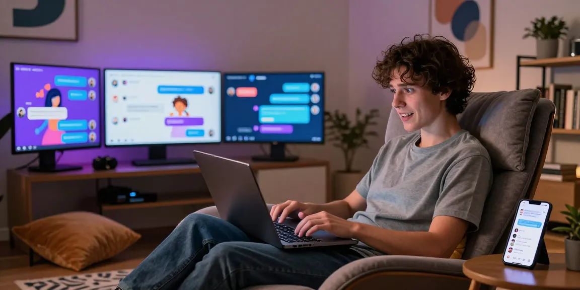 Dynamic interaction with an NSFW chat bot in a cozy digital space, showcasing engagement and technology.