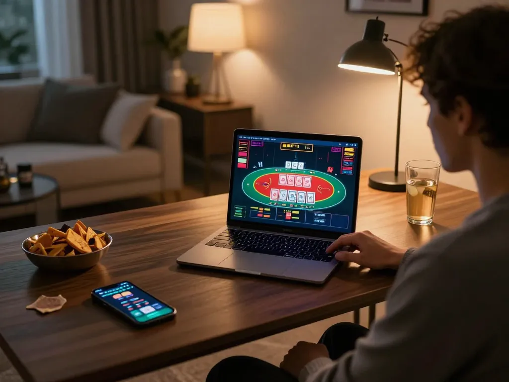 Player engaging with TG88 online casino app on laptop, showcasing immersive gameplay experience.