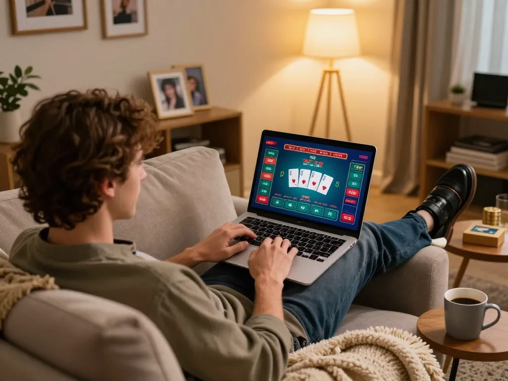Engaging gameplay on 888newcasino showcasing a player enjoying live dealer blackjack at home