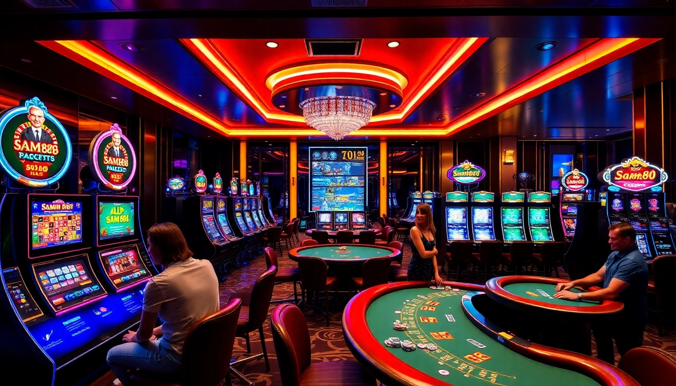 Experience vibrant gaming action at Sam86 with thrilling slot machines and poker tables.