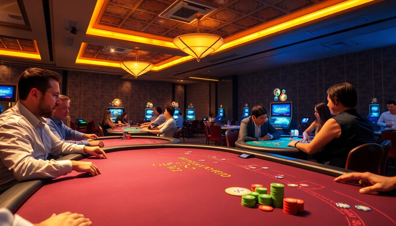 鉅城賭場內刺激的遊戲場景，玩家們熱情參與賭局。
