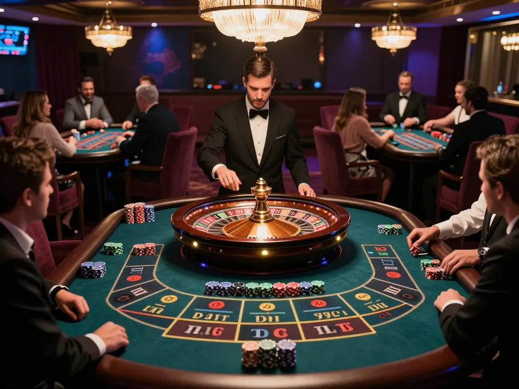 Aksi roulette Bintangmpo ditangkap di kasino yang penuh warna, menampilkan permainan dinamis dan taruhan yang semangat.