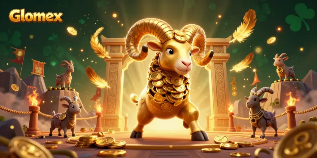 Engage with Glomex's thrilling casino experience featuring dynamic characters in an extravagant scene.