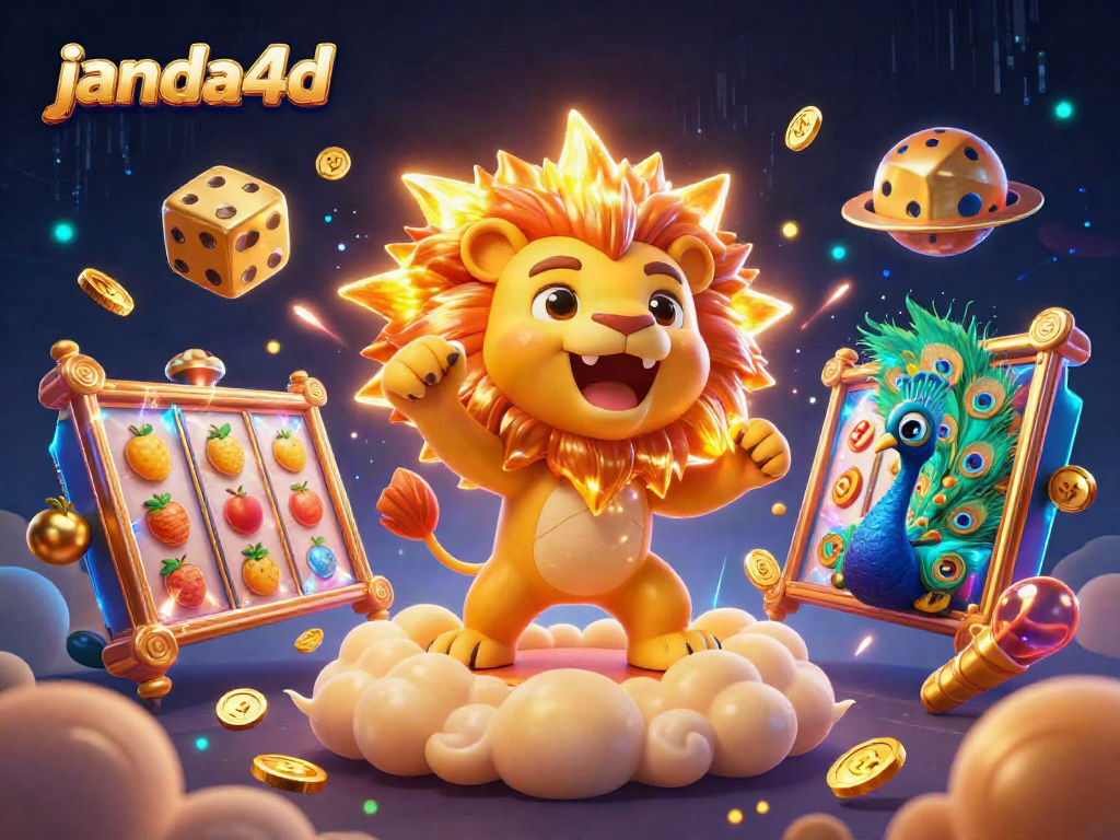 Menggertakan janda4d dengan simbol mesin slot dan reel yang berputar di atas awan emas