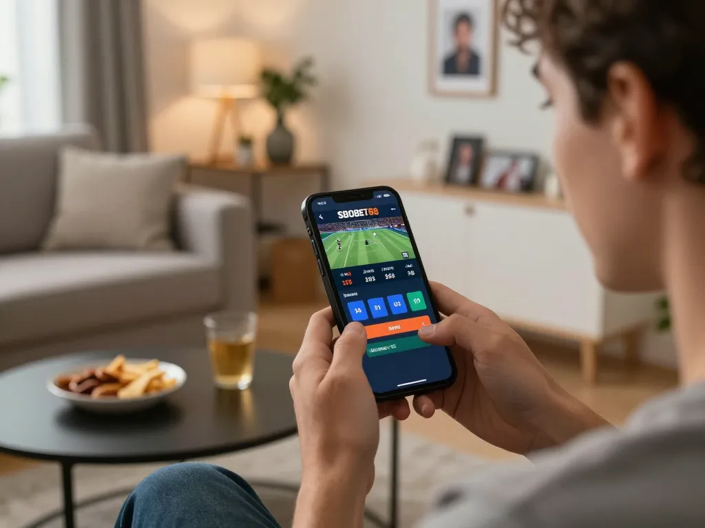 SBOBET88 login screen showcasing exciting sports betting options in a cozy home setting
