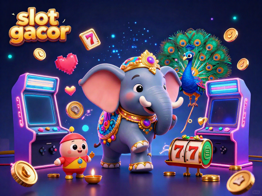 Slot gacor yang menarik dengan elemen slot dan elemen kasino lainnya dalam ilustrasi 3D yang menawan.