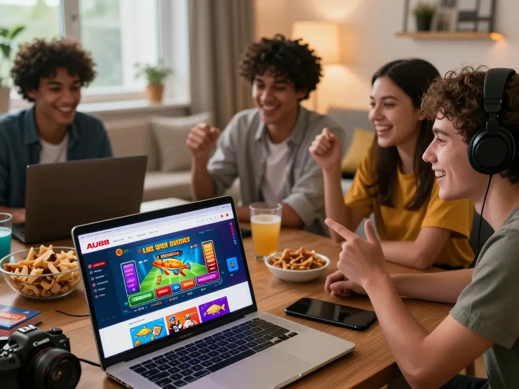 Friends enjoying the AU88 online gaming platform together, with an engaging atmosphere.