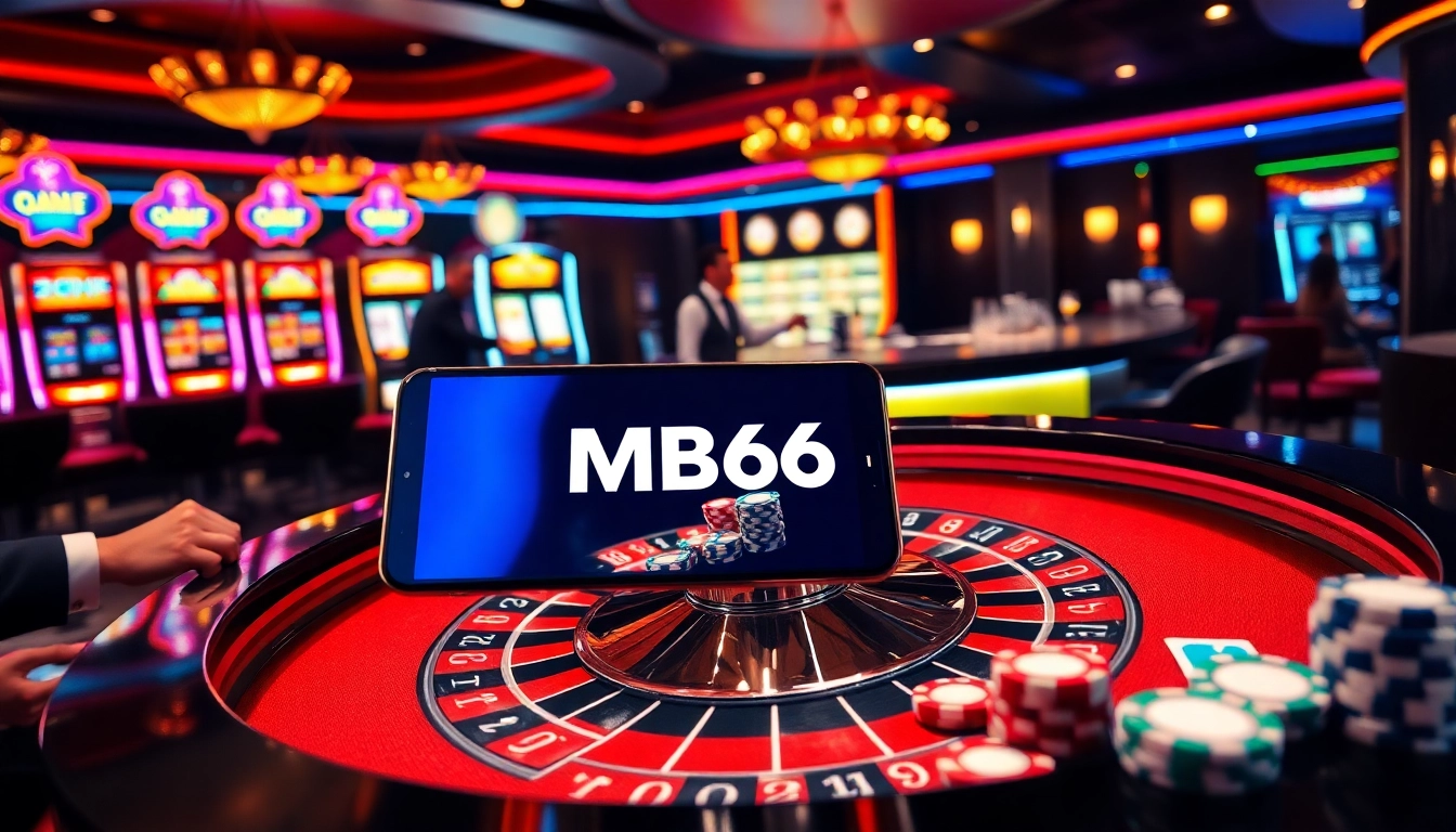 Experience the thrill of MB66 with a luxurious casino scene full of excitement and glamour.