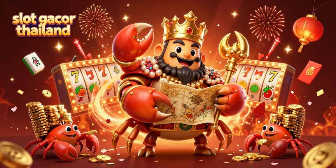 Spin to win with slot gacor thailand featuring a golden crab emperor and dynamic casino elements.