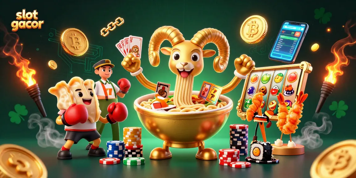Memainkan slot gacor dengan karakter lucu dan simbol kemenangan yang berlimpah di latar yang menarik.
