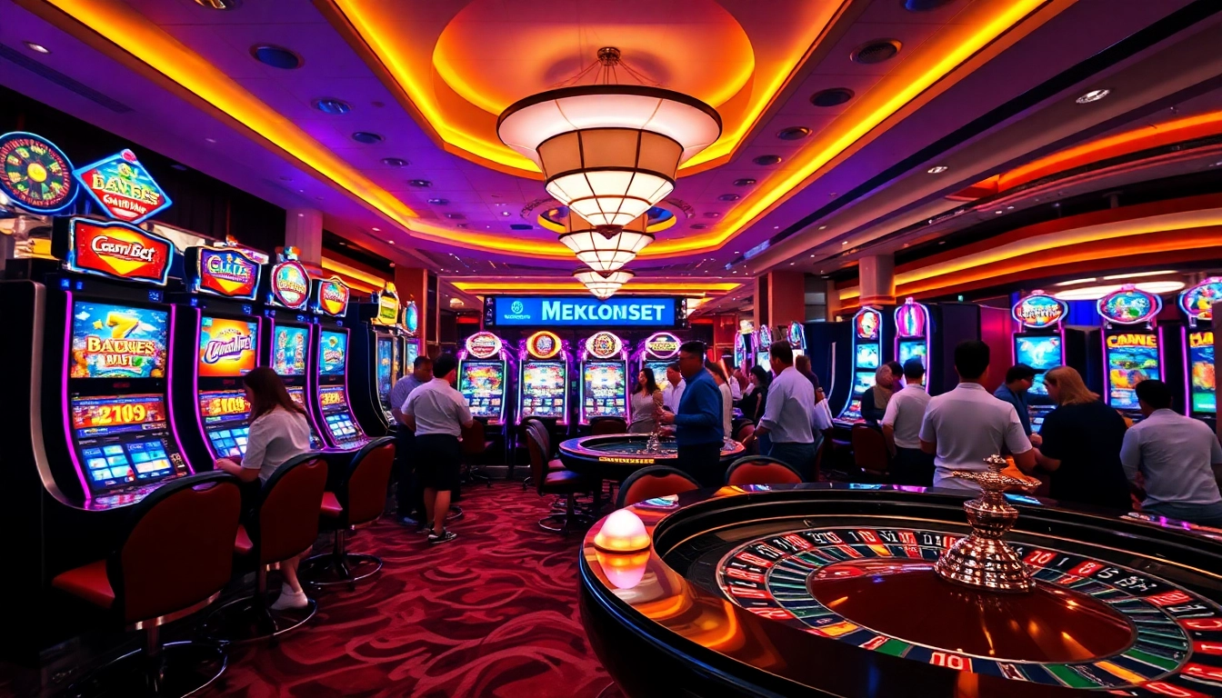 Experience the excitement of GemBet Online Casino with colorful gaming machines and friendly players.