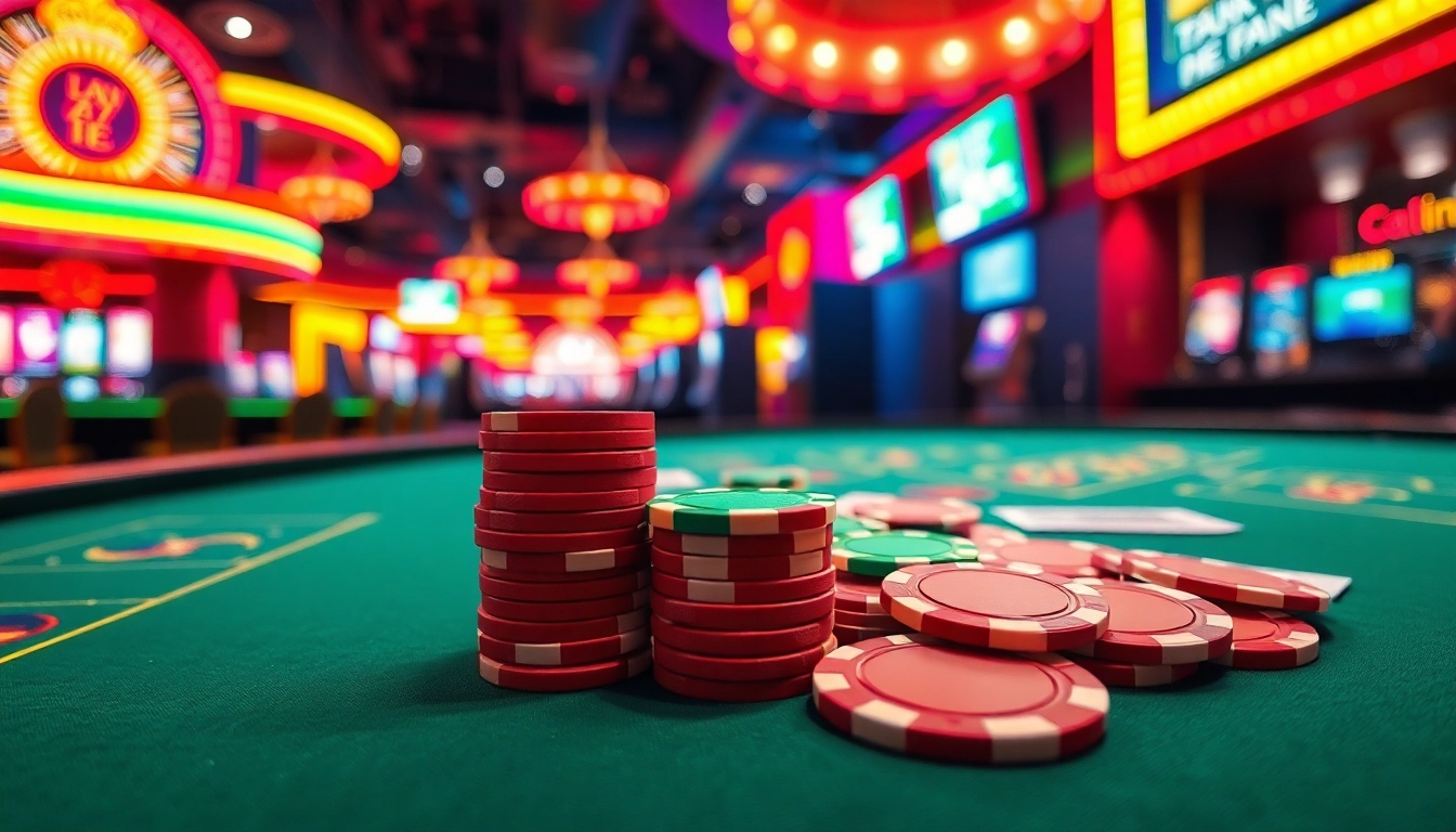 Permainan Agen SBOBET yang menarik di meja kasino dengan fokus pada chip berwarna-warni.