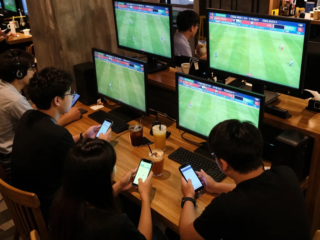Betting excitement on Cà Khịa TV with friends engaged in live soccer match analysis