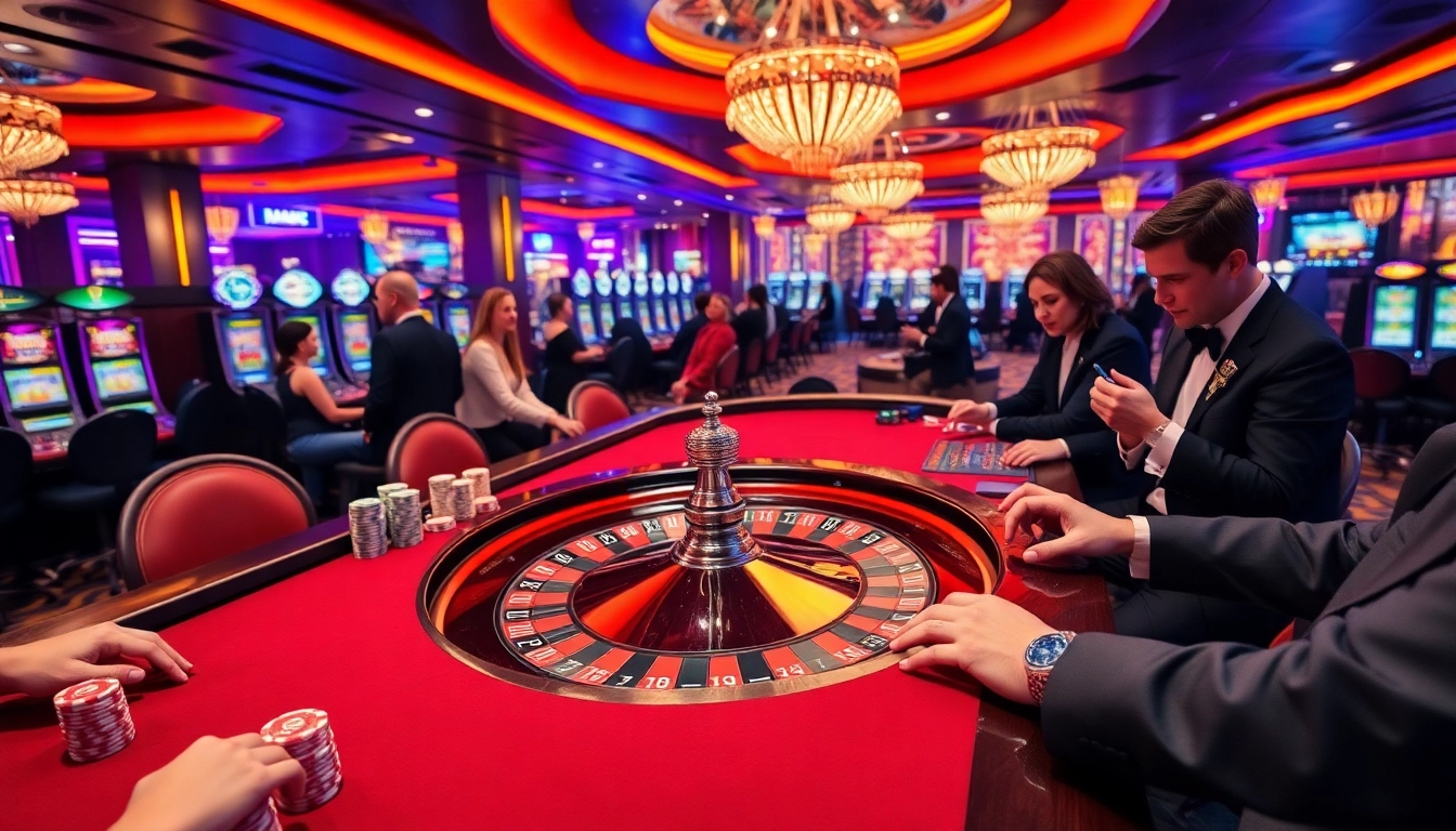 SODO CASINO gaming scene showcasing a roulette wheel, poker chips, and players immersed in action.