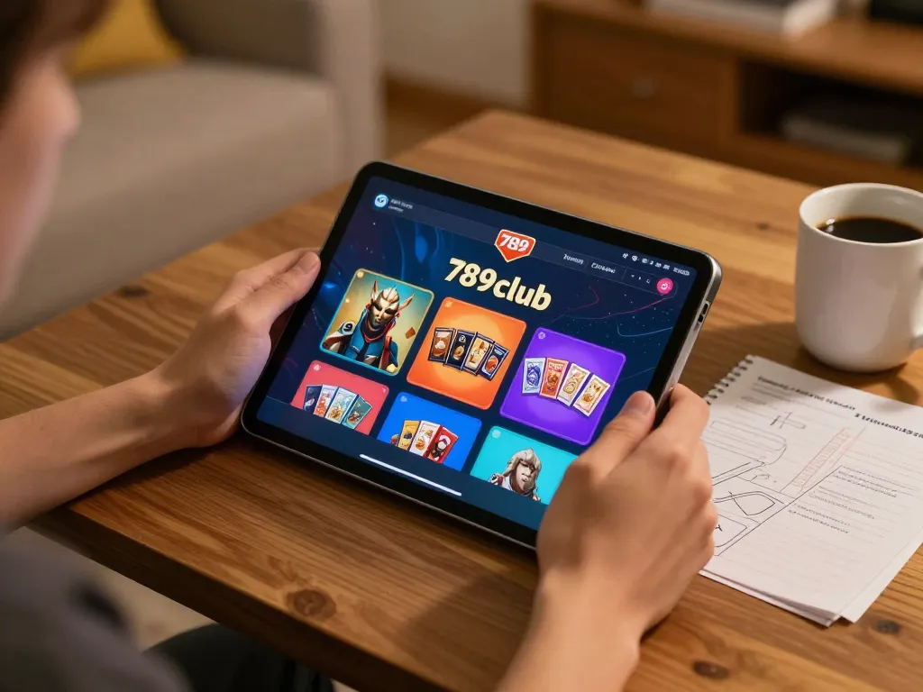 Engaging gaming moment on the 789club app with vibrant visuals and relaxed home setting.