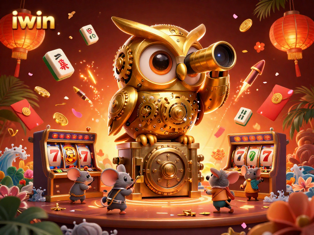 Engage in thrilling gameplay with iwin, featuring a golden owl and dynamic casino elements.