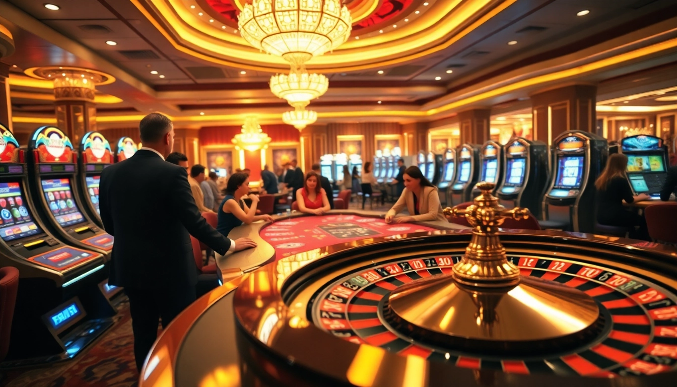 Engaged players enjoy a thrilling experience at Thabet Casino's vibrant gaming floor.