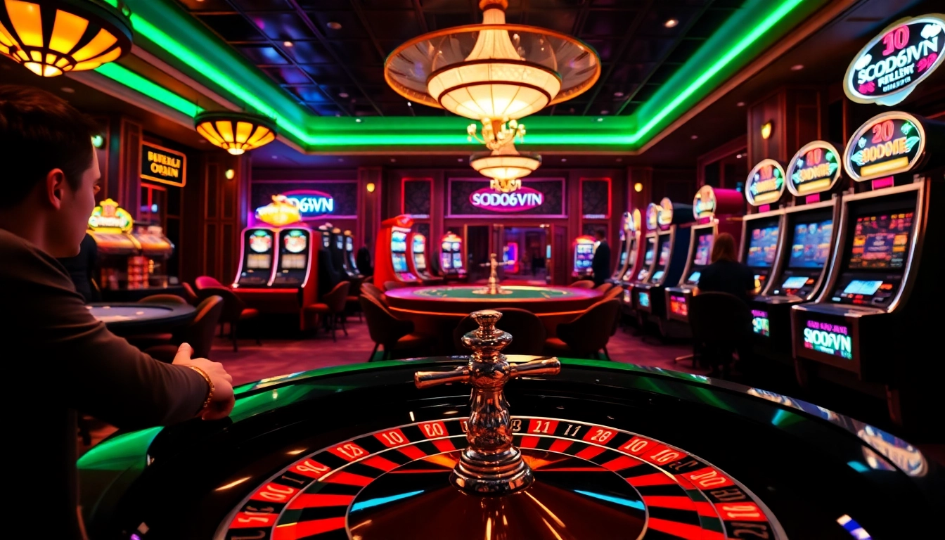 Experience the excitement of SODO66VN with vibrant casino tables and thrilling games.