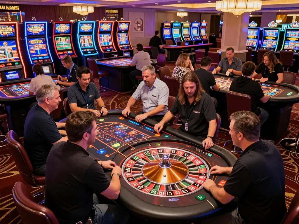 Players engaging at a roulette table, enhancing their experience at win678 com's casino floor