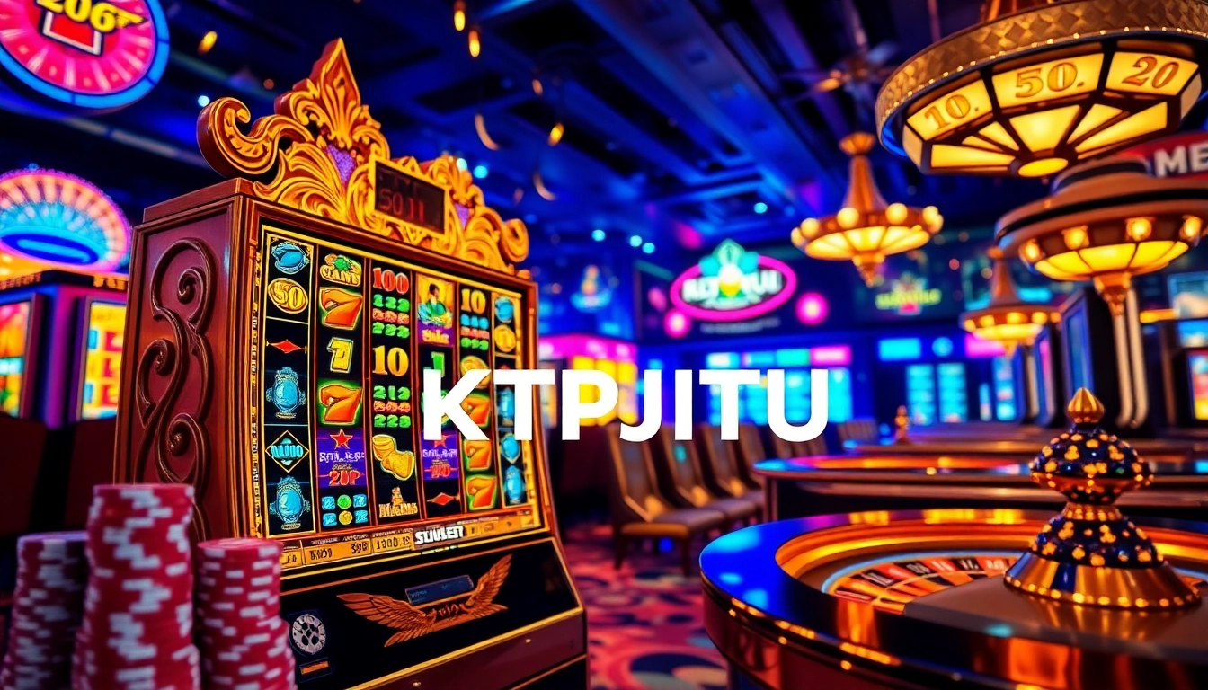 KTPJITU slot machine with vibrant lights and poker chips inviting players to spin for big wins.