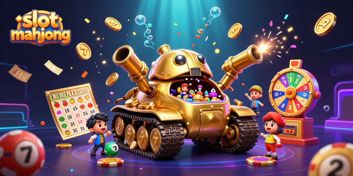 Engage in thrilling slot mahjong action with a vibrant casino scene featuring exciting game elements.