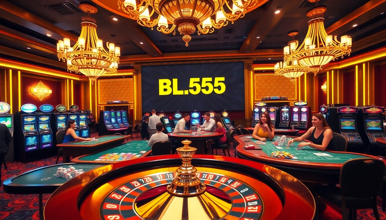 Exciting gaming scene at BL555 casino with vibrant tables and engaging players.