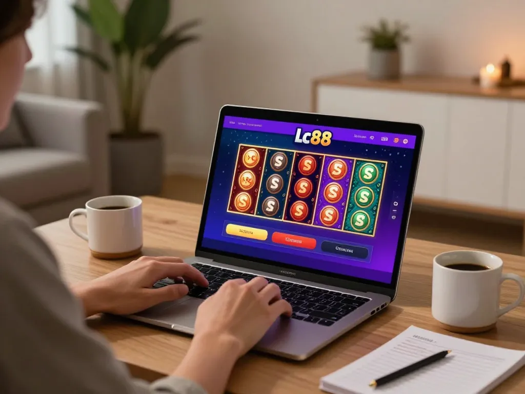 Engaging online gaming scene showcasing Lc88 link interface for poker and slots.