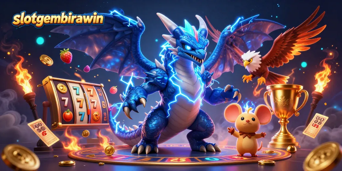 Engage with slotgembirawin's thrilling 3D illustration featuring dynamic slot reels and animated characters.