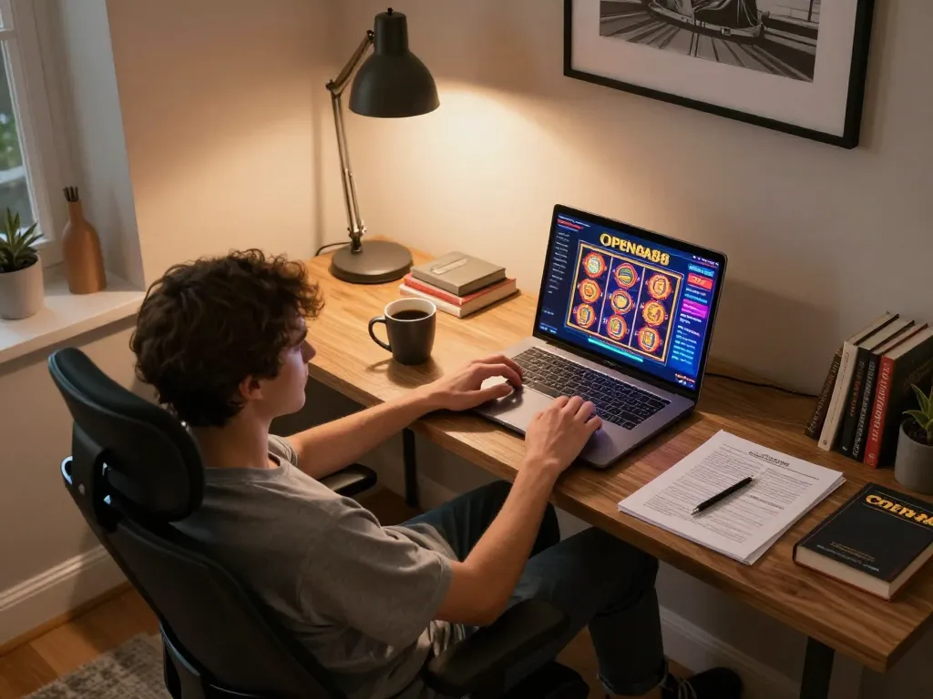 Engaging in thrilling gameplay on open888 while enjoying a comfortable home setup