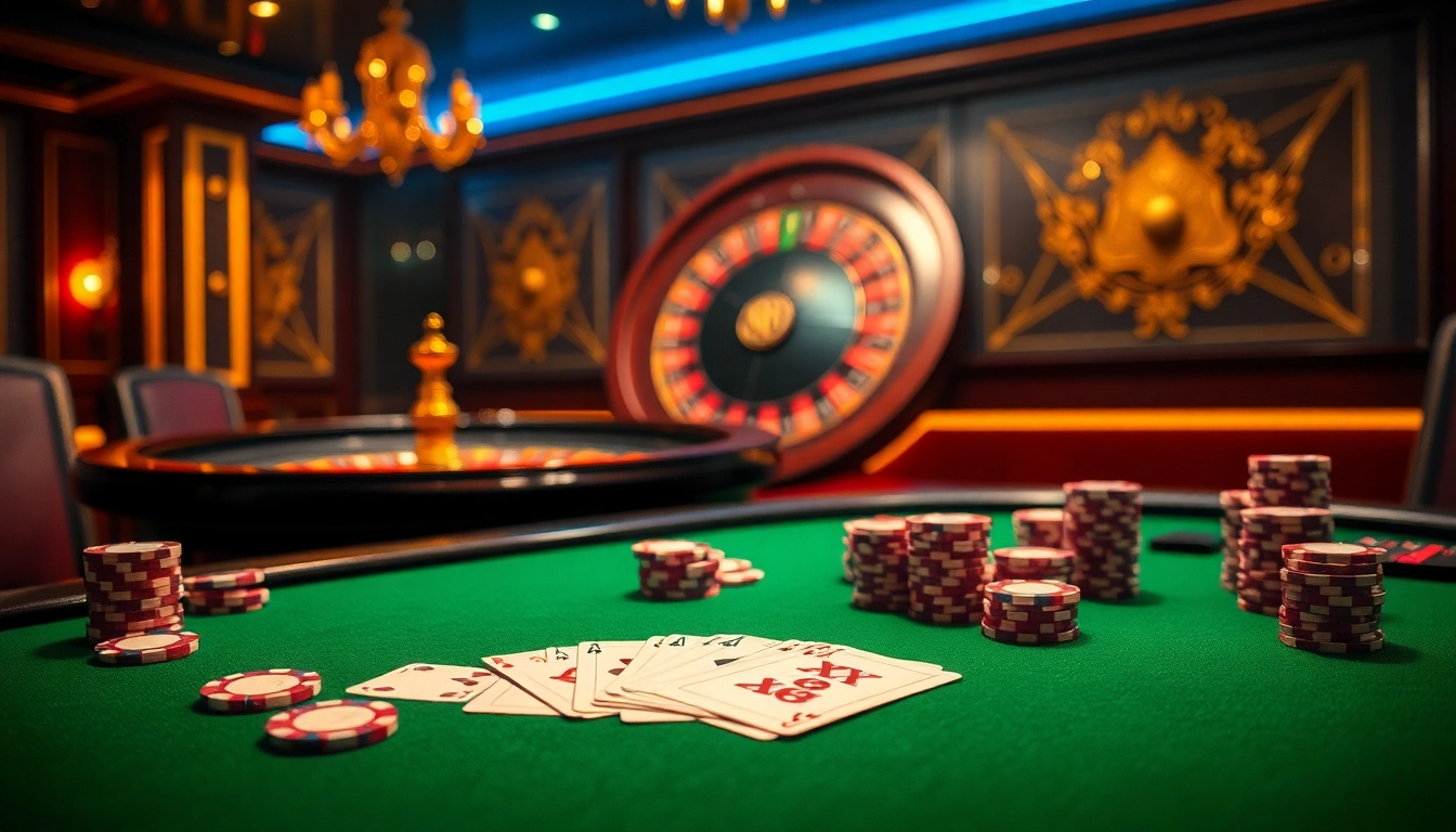 Exciting gambling action at XX 88 casino with poker chips, cards, and roulette.