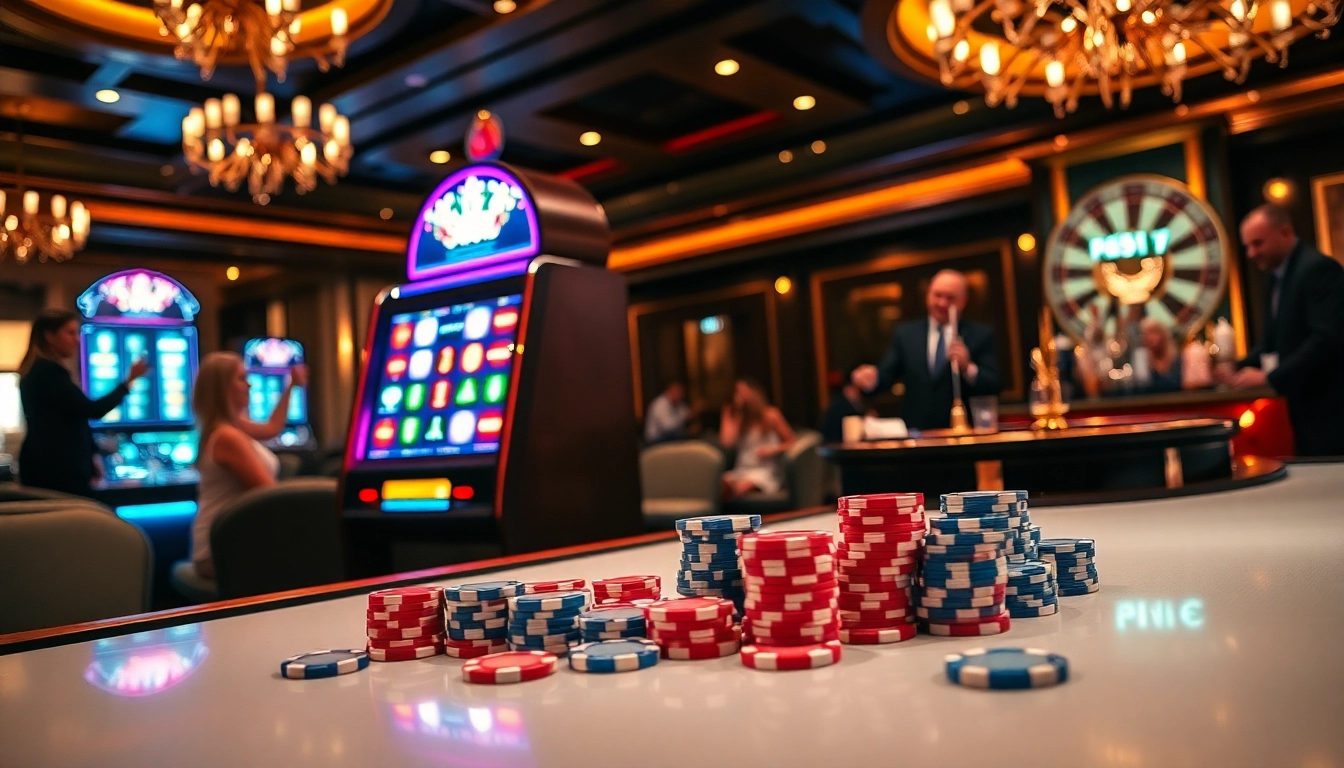 Excitement of RTP Slot revealed in a casino scene with players celebrating wins.
