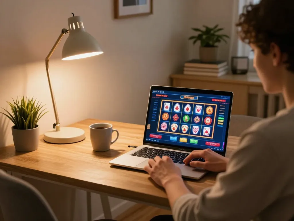 Engaging online gaming session at nhà cái vipwin with strategic betting on a cozy home setup.