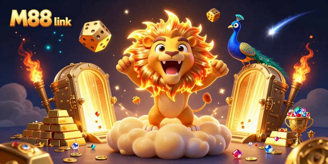 Experience thrilling gameplay at M88 link, featuring colorful casino elements and vibrant characters