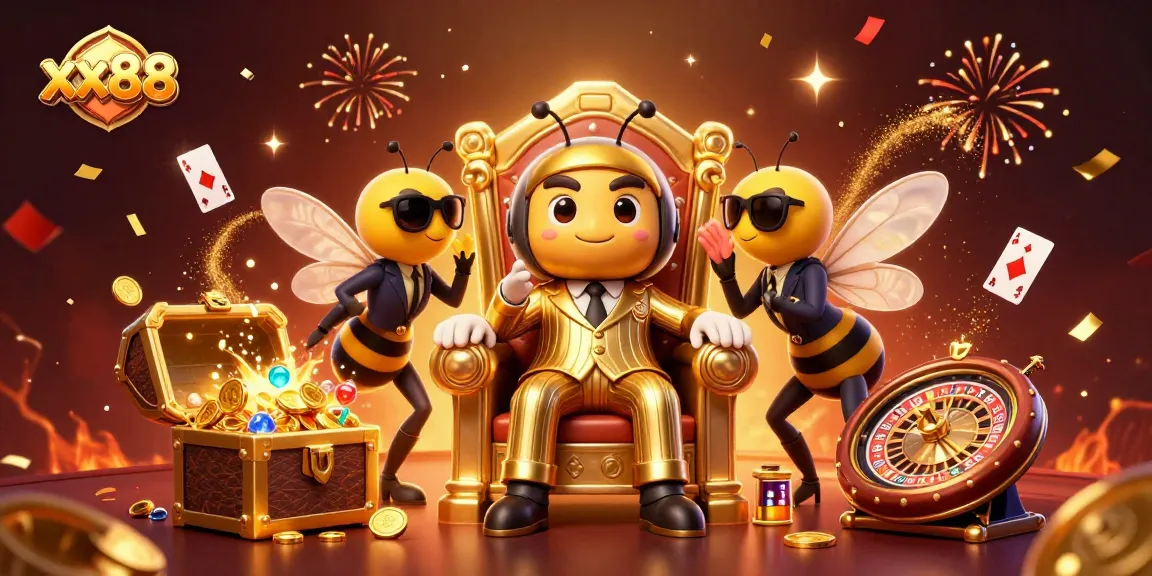 Experience the excitement of xx88 gaming with a vibrant, dynamic casino-themed bumblebee scene.