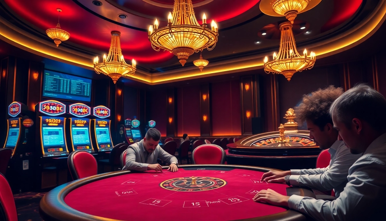 SODO-themed casino setting showcasing poker and slot machines for high-stakes players.