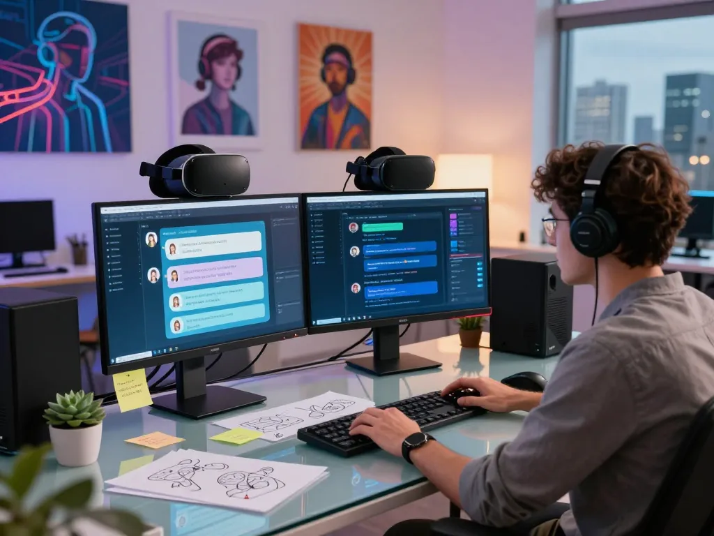 Engaged user exploring juicy ai chat interfaces in a modern tech workspace.