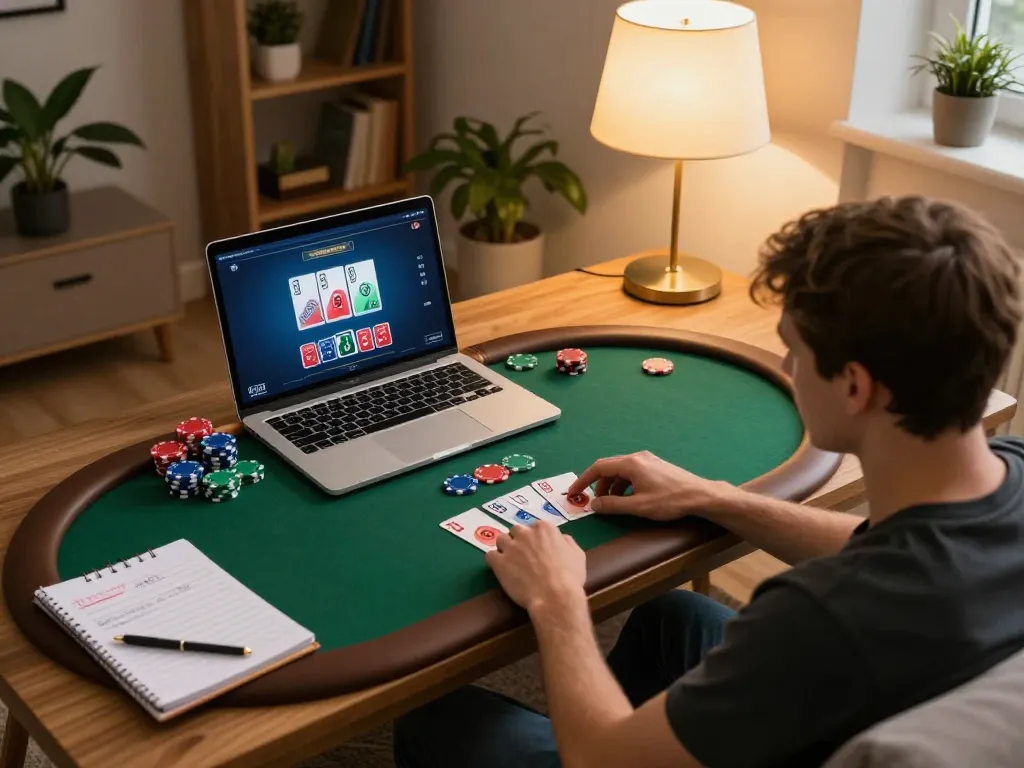 Engaging poker session at home highlighting hoorayblog strategies for enhancing game skills.